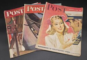 WWII Era Saturday Evening Post Lot 1942–1947 w/ Ads & Stories (3 Issues)